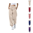 thumbnail image 1 of Joggers for Women Spring Fall Elastic High Waist Straight Leg Relaxed Fit Jogger Sweatpants with Pockets Jogging Pants, 1 of 8