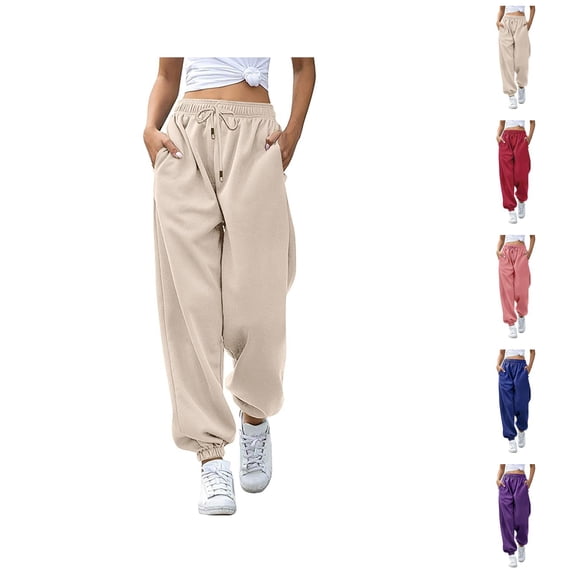 Joggers for Women Spring Fall Elastic High Waist Straight Leg Relaxed Fit Jogger Sweatpants with Pockets Jogging Pants