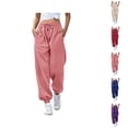 thumbnail image 1 of Joggers for Women Spring Fall Elastic High Waist Straight Leg Relaxed Fit Jogger Sweatpants with Pockets Jogging Pants, 1 of 8