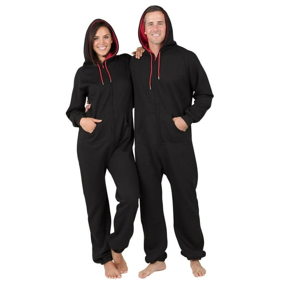 Joggies - Black & Red Adult Footless Hoodie One Piece - Adult - Small2X/Dbl Wide (Fits 5'3 - 5'6")