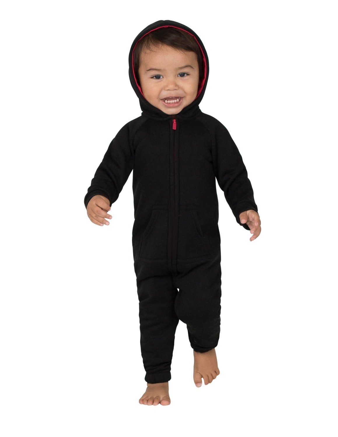 Joggies - Black & Red Infant Footless Hoodie One Piece - Infant - Small (Fits 0 - 3mos.)