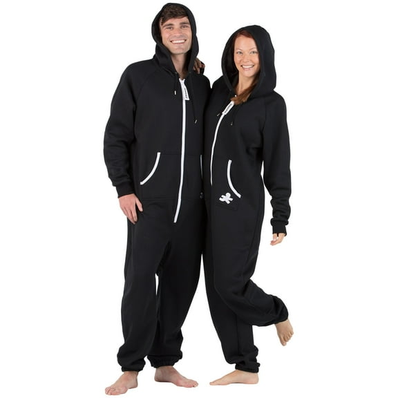 Joggies - Black and White Adult Footless Hoodie One Piece - Adult - Small2X/Dbl Wide (Fits 5'3 - 5'6")