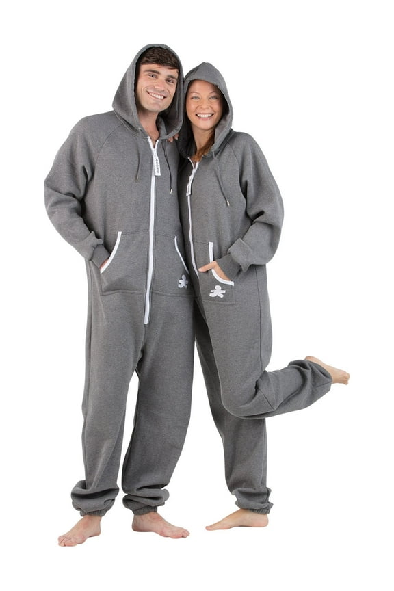 Joggies - Charcoal Gray Adult Footless Hoodie One Piece - Adult - Double XL/Wide (Fits 6'4 - 7'0")