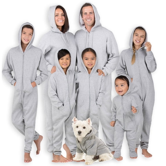 Joggies - Family Matching University Gray Hoodie One Pieces for Boys, Girls, Men, Women and Pets - Adult - Medium (Fits 5'8 - 5'11")