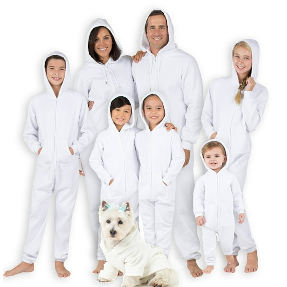 Joggies - Family Matching White Suger Hoodie One Pieces for Boys, Girls, Men, Women and Pets - Infant - XLarge (Fits 12-18mos.)