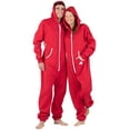 thumbnail image 1 of Joggies - Red & White Adult Footless Hoodie One Piece - Adult - Small Plus/Wide (Fits 5'3 - 5'6"), 1 of 5