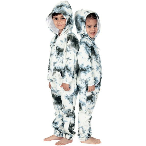 Joggies - TieDye Black Toddler Footless Hoodie One Piece - Toddler - Medium (Fits 3'0 - 3'3")