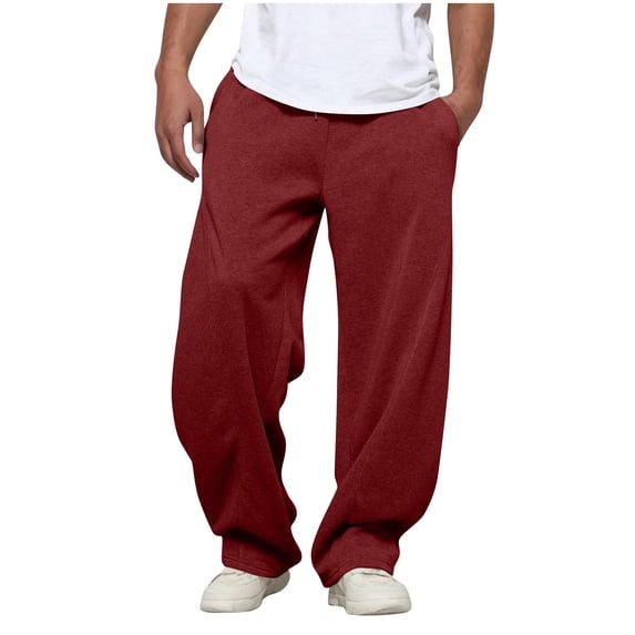 Jogging Athletic Pants for Men Elastic Waist Drawstring With Pocket Sweatpants Wide-Leg Pants