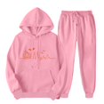 thumbnail image 1 of Jogging Outfits for Women 2 Piece Cotton Halloween Hoodie and Sweatpant Sets Hooded Pullover Top and Pant Suits (2XL, Pink 01), 1 of 3