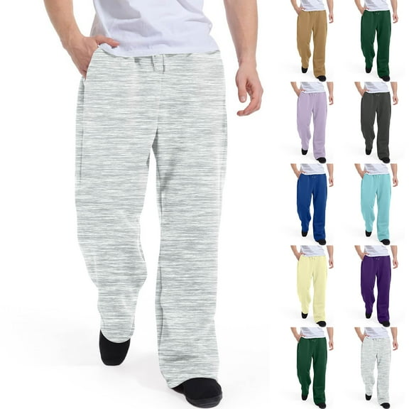 Jogging Pants Men Heavyweight Fleece Sweatpants Loose Fit Open Bottom Workout Athletic Pants with Pockets Cyan L