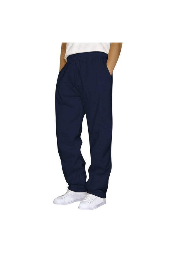 Jogging Pants Men Heavyweight Fleece Sweatpants Loose Fit Open Bottom Workout Athletic Pants with Pockets