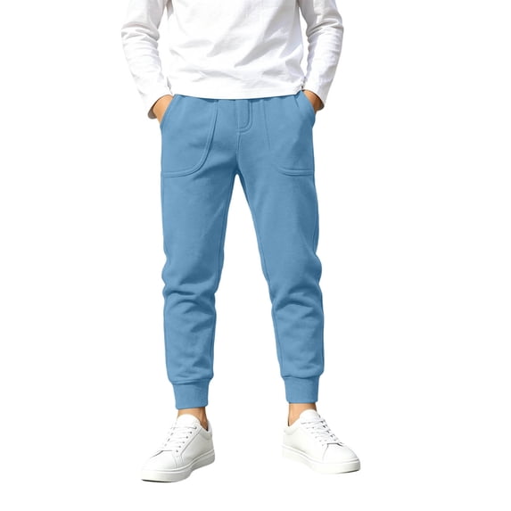 Jogging Pants for Kids Boys Elastic Waist Sweatpants Fall Winter Sports Casual Stretchy Trousers with Pockets (11-12 Years, Sky Blue)