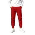 thumbnail image 1 of Jogging Pants for Kids Boys Elastic Waist Sweatpants Fall Winter Sports Casual Stretchy Trousers with Pockets (14-15 Years, Red), 1 of 8