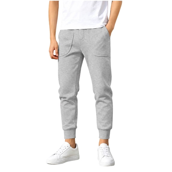 Jogging Pants for Kids Boys Elastic Waist Sweatpants Fall Winter Sports Casual Stretchy Trousers with Pockets (5-6 Years, Gray)