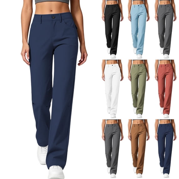 Jogging Pants for Women Solid Color Casual Breathable Outdoor Hiking Straight Leg Pants Hiking Pants Pockets