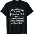 thumbnail image 1 of Jogging Proverbs 28 1 Funny Running Christian Bible Verse T-Shirt, 1 of 3