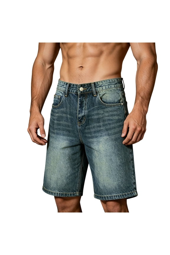 Jogging Shorts Men Jerdar Kinghua Baggy Jean Shorts for Men Casual Loose Fit Hip Hop Skateboard Denim Shorts