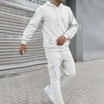 thumbnail image 1 of Jogging Suits for Men 2 Piece Set Solid Color Relaxed Fit Hoodie Sweatshirt and Joggers Sweatpants Sets Casual Comfortable Fall Winter Long Sleeve Pullover Suit with Pocket, 1 of 9