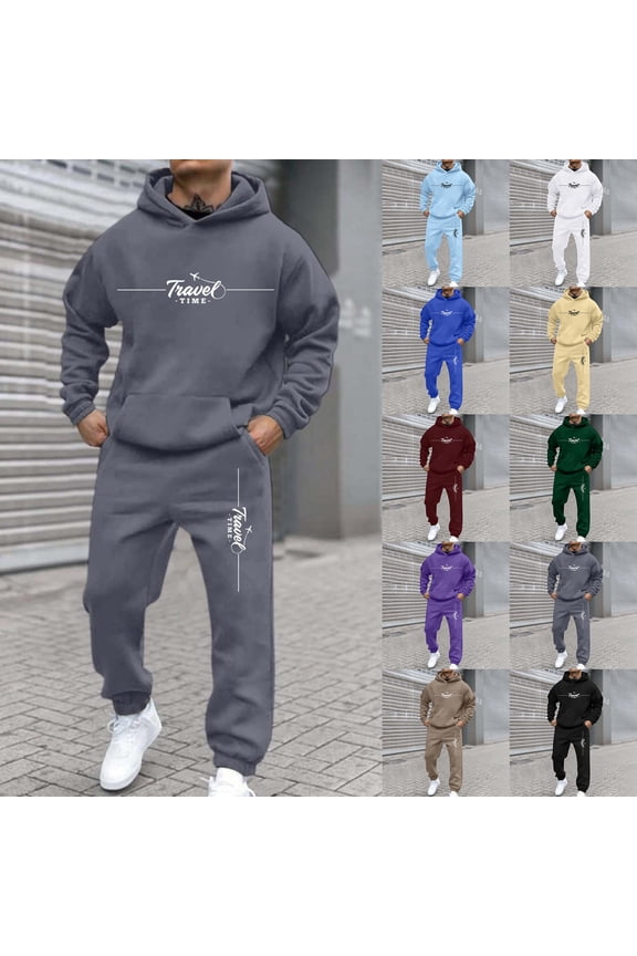 Jogging Suits For Men 2 Piece Set Trend Street Letter Print Hoodies Sweatshirt And Joggers Sweatpants Set Casual Fall Sport Suit Sets Winter Clothes Outfits