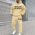 thumbnail image 1 of Jogging Suits for Men 2 Piece Set letter print Relaxed Fit Hoodie Sweatshirt and Joggers Sweatpants Sets Casual Pullover Suit with Pocket Beige L, 1 of 4