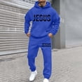 thumbnail image 1 of Jogging Suits for Men 2 Piece Set letter print Relaxed Fit Hoodie Sweatshirt and Joggers Sweatpants Sets Casual Pullover Suit with Pocket Blue L, 1 of 4