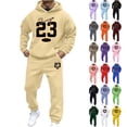 thumbnail image 1 of Jogging Suits for Men Letter Print Pullover Hoodies and Sweatpants Comfy Casual Athletic Set Men's Fashion, Light Purple, Size XXL, 1 of 5