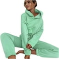 thumbnail image 1 of Jogging Suits for Women Sweatsuit 2 Piece Outfits Long Sleeve Drawstring Crop Top Hoodie Sweatpants Tracksuit Set, 1 of 7