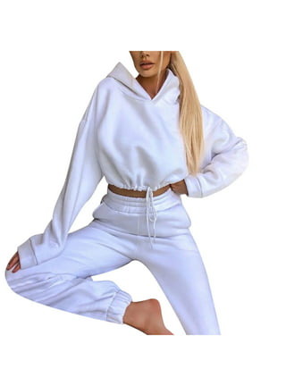 Women's Sporty Tracksuit Autumn Winter Plush Warm Hooded Long Sleeve Hoodie  and High Waist Sweatpant Matching Outfit 2 Piece Set - AliExpress