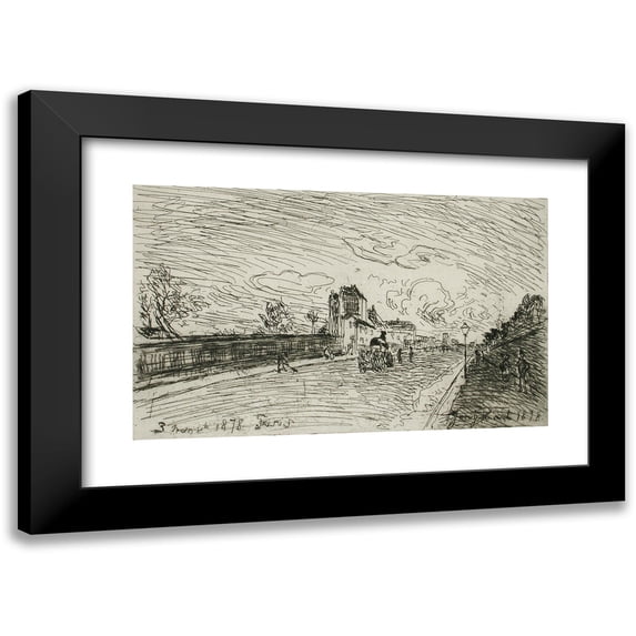 Johan Barthold Jongkind 14x11 Black Modern Framed Museum Art Print Titled - Cochin House Exit (1878)