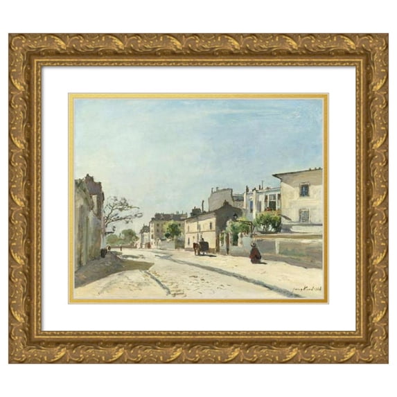 Johan Barthold Jongkind 14x12 Gold Ornate Wood Frame and Double Matted Museum Art Print Titled - Rue Notre-Dame, Paris (1866)