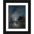thumbnail image 1 of Johan Barthold Jongkind 14x18 Black Ornate Wood Framed Double Matted Museum Art Print Titled - The Port of Dordrecht at Dusk (1881), 1 of 5