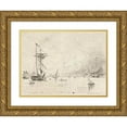 thumbnail image 1 of Johan Barthold Jongkind 18x14 Gold Ornate Wood Frame and Double Matted Museum Art Print Titled - Departure from the Port of Honfleur (1864), 1 of 4