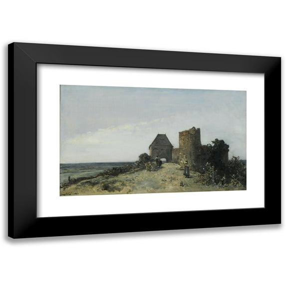 Johan Barthold Jongkind 24x16 Black Modern Framed Museum Art Print Titled - Ruins of the Rosemont Castle (1861)