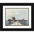 thumbnail image 1 of Johan Barthold Jongkind 24x19 Black Ornate Framed Double Matted Museum Art Print Titled: Skateurs in Maassluis (1862), 1 of 5