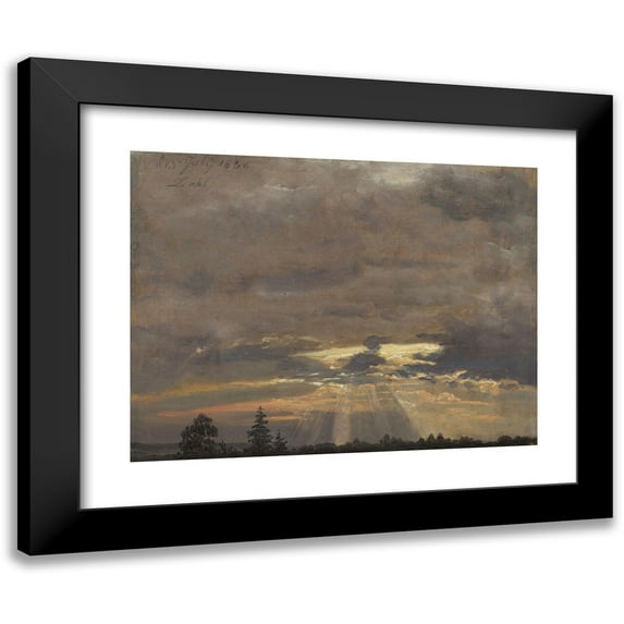 Johan Christian Dahl 14x12 Black Modern Framed Museum Art Print Titled - Cloud Study with Sunbeams (1836)