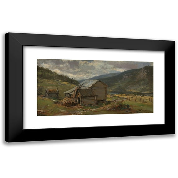 Johan Christian Dahl 14x9 Black Modern Framed Museum Art Print Titled - View of Hjelle in Valdres (1850)