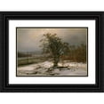 thumbnail image 1 of Johan Christian Dahl 18x13 Black Ornate Wood Framed Double Matted Museum Art Print Titled - Oak Tree by the Elbe in Winter (1853), 1 of 5