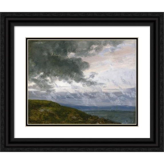 Johan Christian Dahl 18x15 Black Ornate Wood Framed Double Matted Museum Art Print Titled - Storm Clouds (1835)