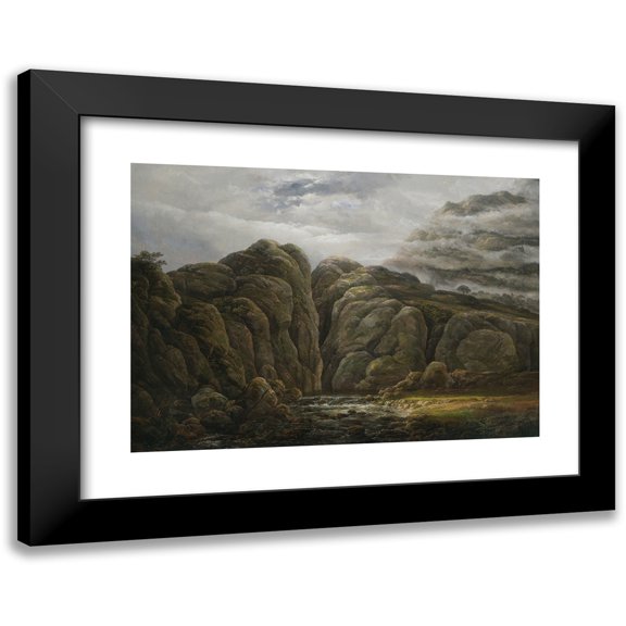 Johan Christian Dahl 24x18 Black Modern Framed Museum Art Print Titled - Norwegian Mountain Landscape (1819)