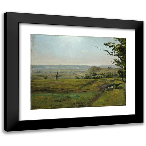 Johan Christian Dahl 24x20 Black Modern Framed Museum Art Print Titled - Green Fields Near Meissen (1828)