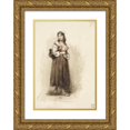 thumbnail image 1 of Johan Daniël Koelman 11x14 Gold Ornate Wood Frame and Double Matted Museum Art Print Titled - Standing Girl with a Jug on the Back (1841 - 1857), 1 of 4