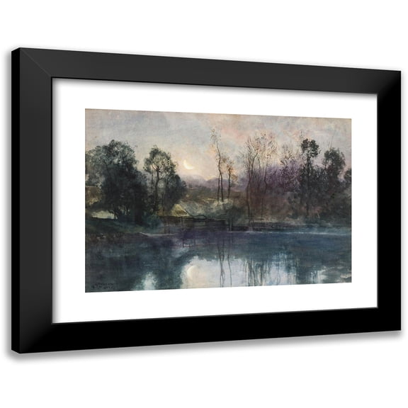 Johan Ericson 24x18 Black Modern Framed Museum Art Print Titled - Moonlight (1884)