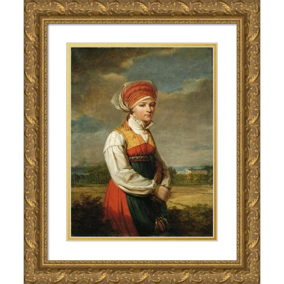 Johan Gustaf Sandberg 14x18 Gold Ornate Wood Frame and Double Matted Museum Art Print Titled - Girl from Vingaker (1822)