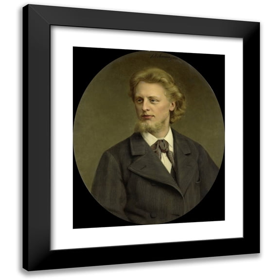 Johan Heinrich Neuman 12x14 Black Modern Framed Museum Art Print Titled - Portrait of Jacques Fabrice Herman Perk (1859-1881) (1882)