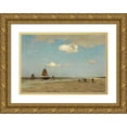 thumbnail image 1 of Johan Hendrik Weissenbruch 14x11 Gold Ornate Wood Frame and Double Matted Museum Art Print Titled - Beach Scene, 1 of 4