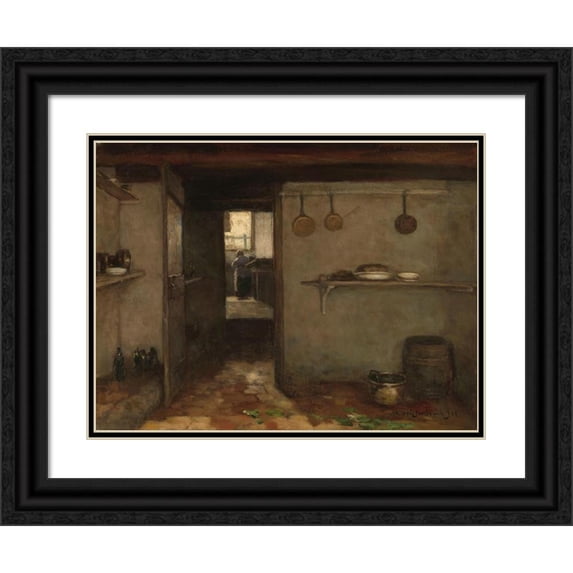 Johan Hendrik Weissenbruch 24x19 Black Ornate Framed Double Matted Museum Art Print Titled: Cellar of the Artist's Home in the Hague (1888)