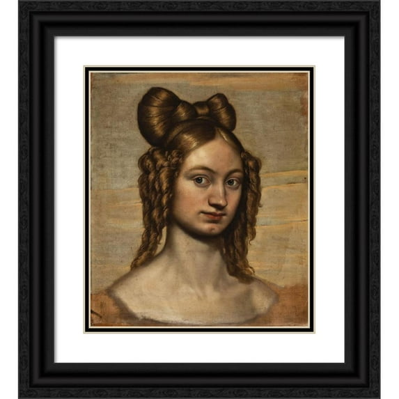 Johan Ludvig Lund 15x17 Black Ornate Wood Framed Double Matted Museum Art Print Titled - Portrait of a Lady