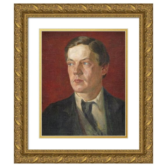 Johan Rohde 12x14 Gold Ornate Wood Frame and Double Matted Museum Art Print Titled - Portrait of Swedish Painter Gustaf Wolmar (1902)