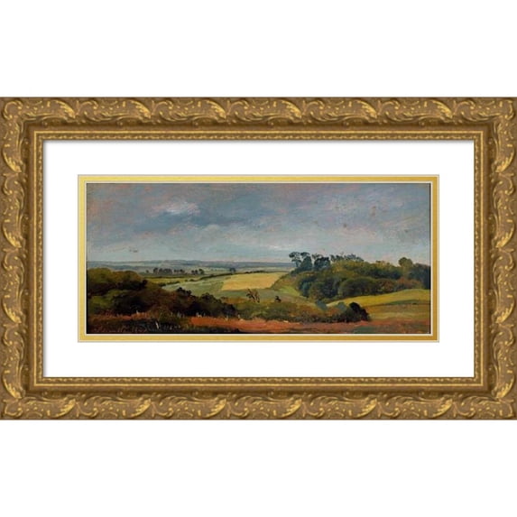 Johan Thomas Lundbye 24x13 Gold Ornate Framed and Double Matted Museum Art Print Titled - Near Hobjerg. Frederiksvark. Study (1840)
