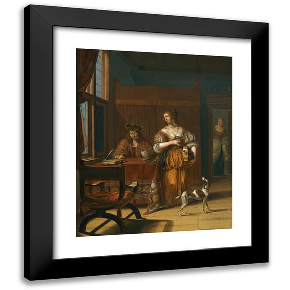 Johan Van Haensbergen 20x24 Black Modern Framed Museum Art Print Titled - The Money Changer (1675)